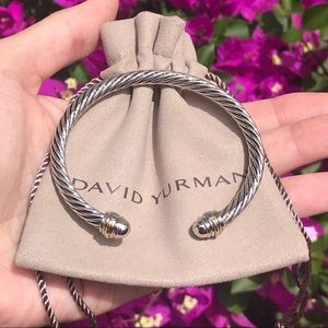 David Yurman 5mm Sterling Cable Cuff w/ 18K Gold